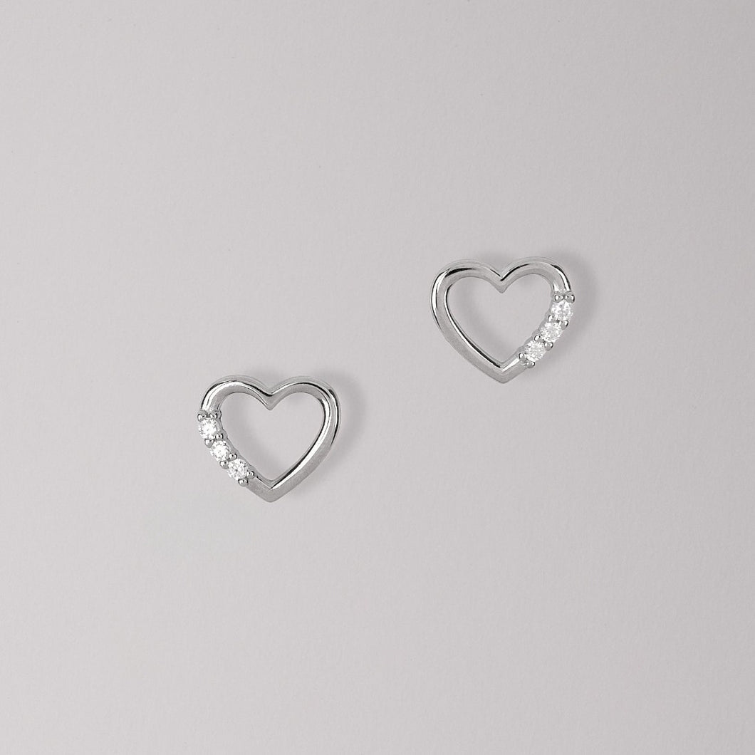 BOUCLES D'OREILLES COEURS ZIRCONS ARGENT STERLING/ ARGENT STERLING 925