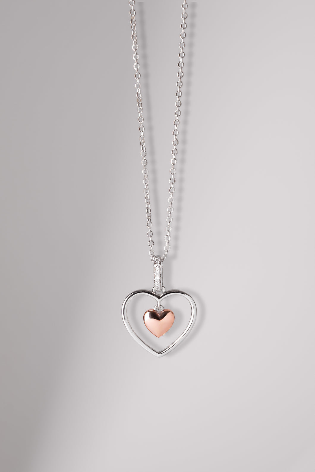 PENDENTIF COEUR FLOTANT / ARGENT STERLING 925